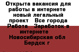 Открыта вакансия для работы в интернете, новый легальный проект - Все города Работа » Заработок в интернете   . Новосибирская обл.,Бердск г.